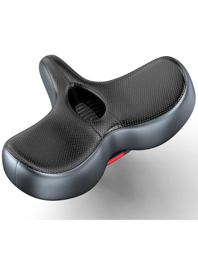 مقعد دراجة كبير الحجم، سرج دراجة متسع مع وسادة ناعمة سميكة من إسفنج الذاكرة للنساء والرجال، مناسب عالميًا للدراجات الداخلية/الخارجية - Image 1