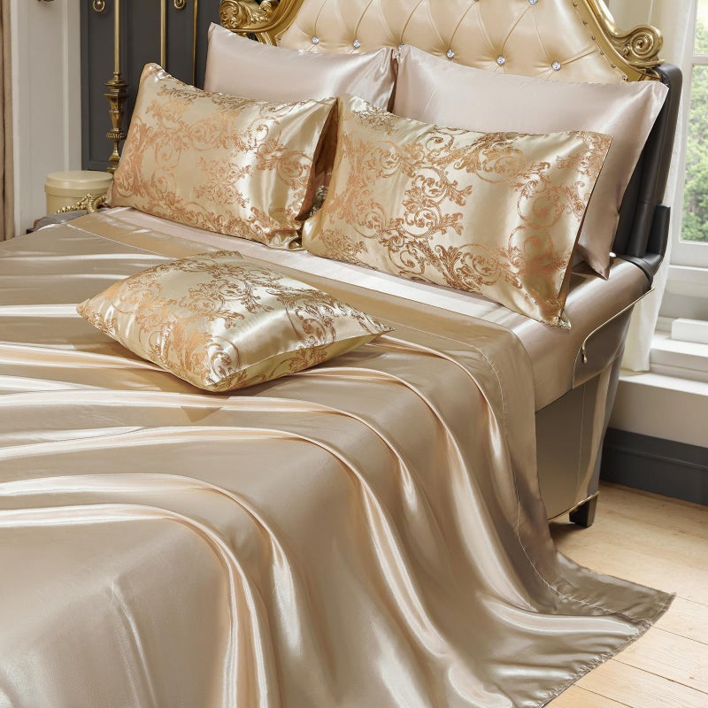 Bedding_Dreamer Queen Size 8-Piece Jacquard Comforter Set with Satin Sheets Set â€“ Elegant Coordinated Bedding Collection for Bedroom - Image 4