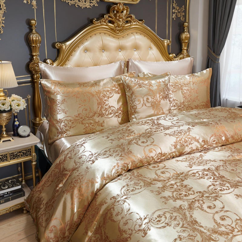 Bedding_Dreamer Queen Size 8-Piece Jacquard Comforter Set with Satin Sheets Set â€“ Elegant Coordinated Bedding Collection for Bedroom - Image 5