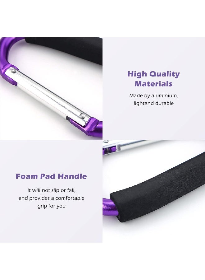 JIALEEY Strong Large Durable Buggy Carabiner Stroller Hooks Mummy Clip Pram Pushchair Grocery or Shopping and Plastic Bags Holder, 2 Pack Purple - Image 4