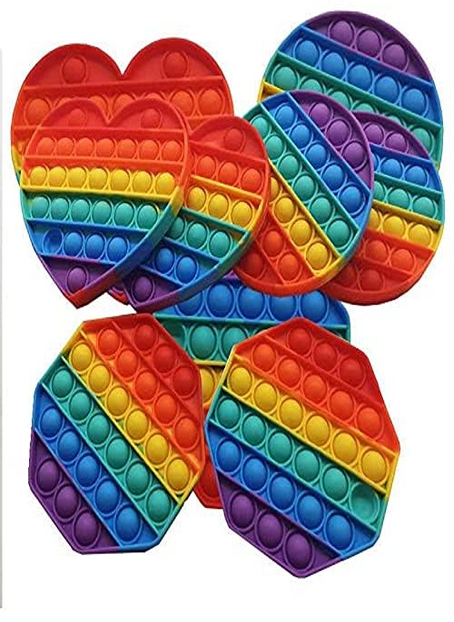 Generic Pop It Fidget Toy, Anti-Stress Toy for Adults and Children, Anti-Stress Sensory Popit Fidget toys (Rainbow Heart)  - Image 1