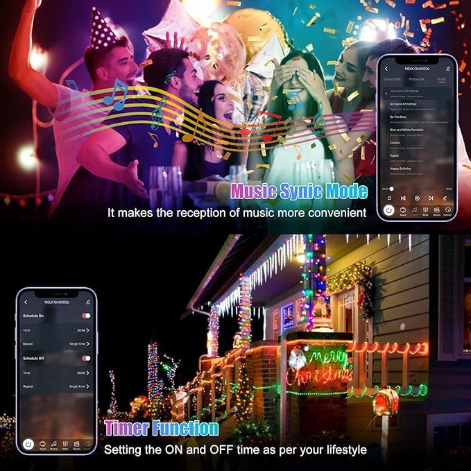 Shrux RGB USB Twinkle Smart Fairy Light10Meter Long USB Curtain String Light with Smart Bluetooth Connect Mobile App Operate Remote Operate Waterproof Decorative Light to Sync with Music - Image 3