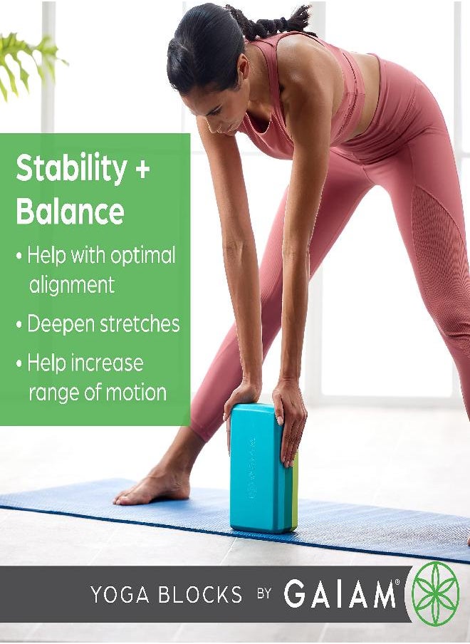 Yoga Block - Supportive Latex-Free Eva Foam Soft Non-Slip Surface For Yoga, Pilates, Meditation (Cool Mint)