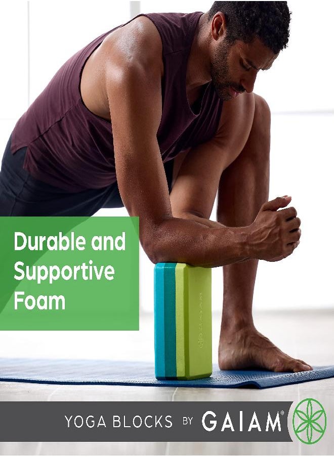 Yoga Block - Supportive Latex-Free Eva Foam Soft Non-Slip Surface For Yoga, Pilates, Meditation (Cool Mint)