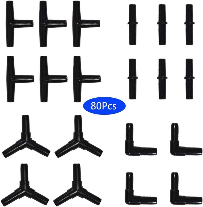 JIH Aquarium 320 Feet Standard 3/16" Black Flexible Airline Tubing with Black Plastic Connectors for Fish Tank,Terrariums, and Hydroponics (320 Feet with connectors) - Image 3