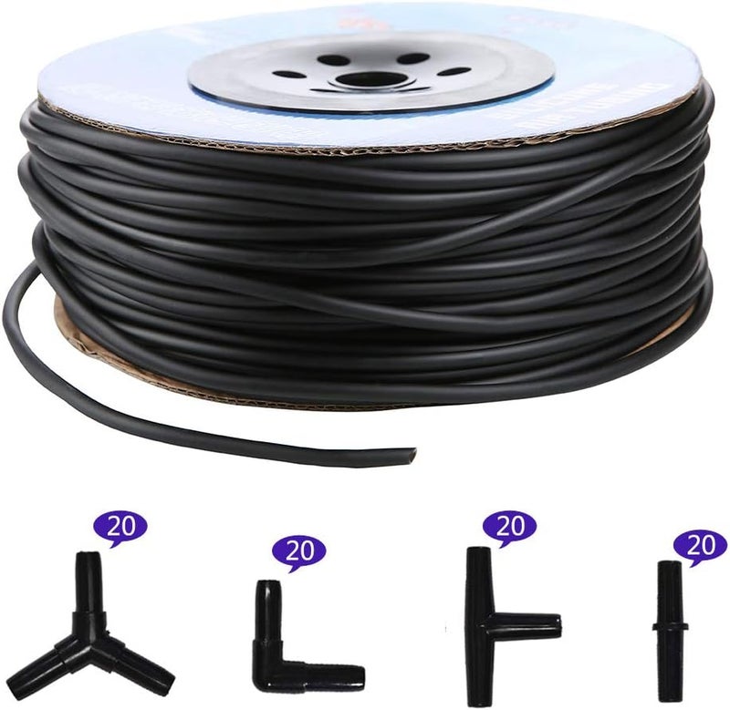 JIH Aquarium 320 Feet Standard 3/16" Black Flexible Airline Tubing with Black Plastic Connectors for Fish Tank,Terrariums, and Hydroponics (320 Feet with connectors) - Image 5