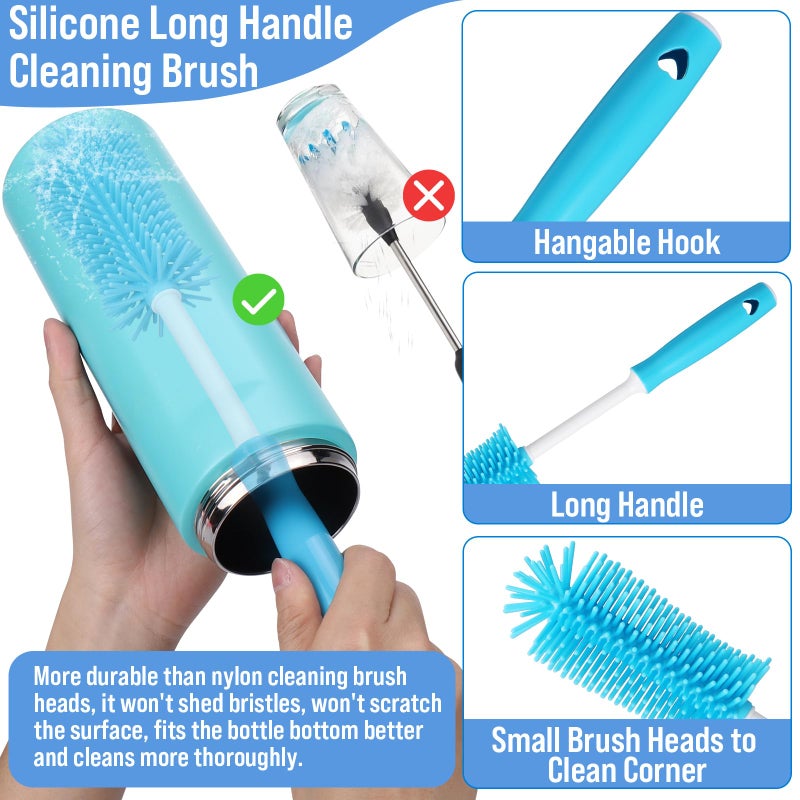 XANGNIER 5 Pcs Water Bottle Cleaner Brush Set for Owala 24oz/32oz/40oz Cup,Multifunctional Bottle Brush and Long Straw Cleaner Brush,Cleaning Kit for Owala/Stanley/Yeti Tumbler Cup Accessories - Image 4