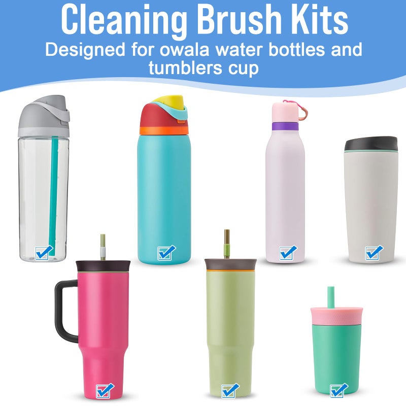 XANGNIER 5 Pcs Water Bottle Cleaner Brush Set for Owala 24oz/32oz/40oz Cup,Multifunctional Bottle Brush and Long Straw Cleaner Brush,Cleaning Kit for Owala/Stanley/Yeti Tumbler Cup Accessories - Image 2