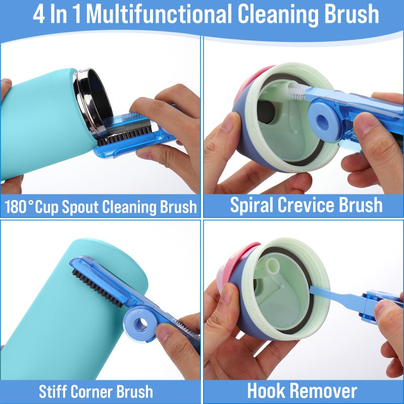 XANGNIER 5 Pcs Water Bottle Cleaner Brush Set for Owala 24oz/32oz/40oz Cup,Multifunctional Bottle Brush and Long Straw Cleaner Brush,Cleaning Kit for Owala/Stanley/Yeti Tumbler Cup Accessories - Image 3