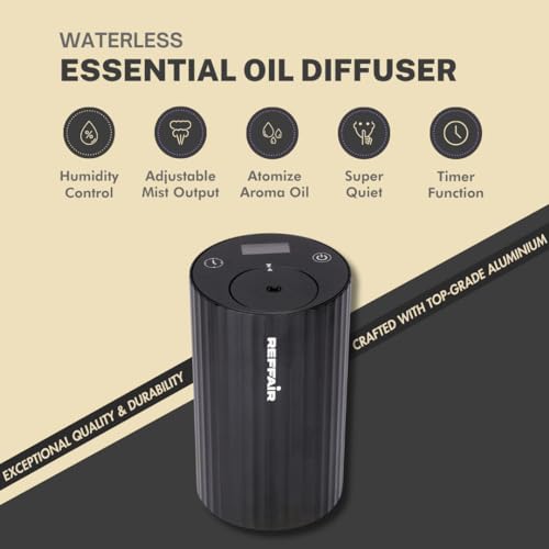 Reffair Metal 212 Xm Aroma Oil Diffuser For Cars, Home & Office | Essential Oil Diffuser For Aromatherapy With Display & Timer Function (Black) - Image 2