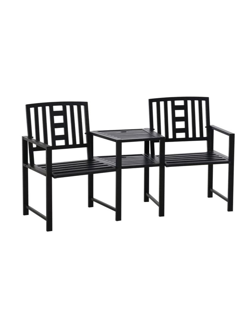 YULAN Yulan Outdoor Garden Bench Black Steel Outdoor Patio Park 2-seater Seat Furniture 269  - Image 1