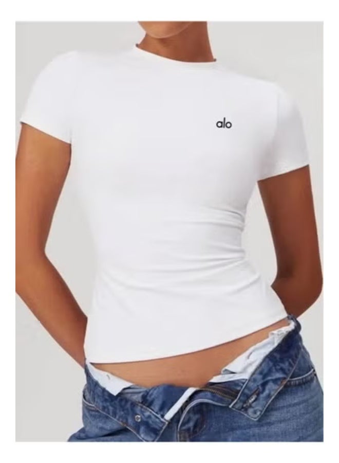 قميص رياضي نسائي ALO بأكمام قصيرة سريع الجفاف