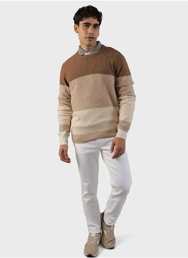 امريكان ايجل Colorblock Crew Neck Sweater