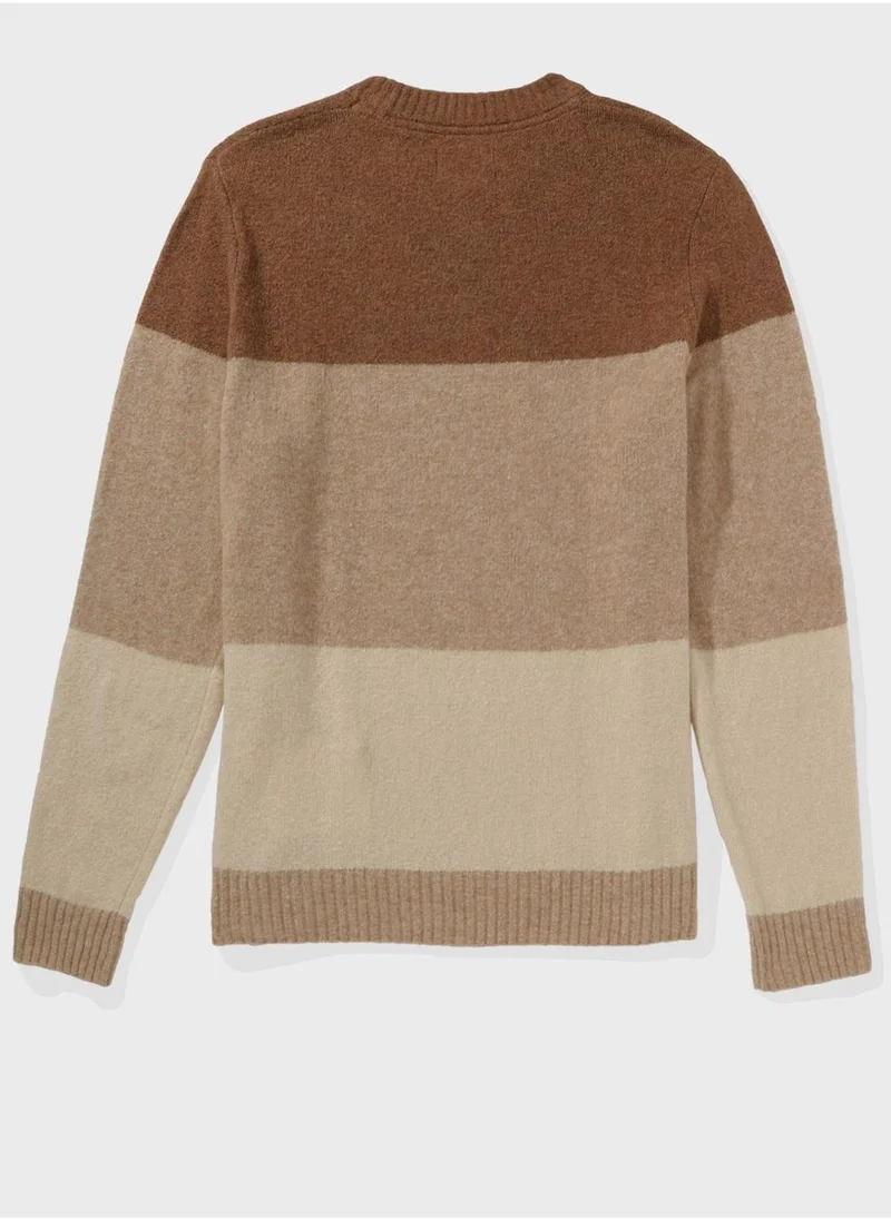 امريكان ايجل Colorblock Crew Neck Sweater