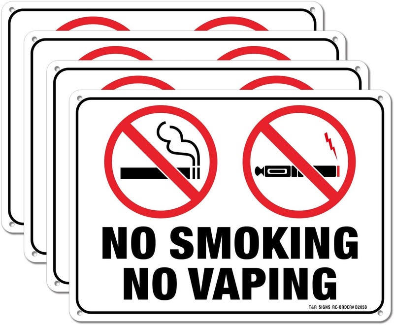 TR لا للتدخين ولا للتبخير - عبوة 4 - 10 × 7 بوصات من الألمنيوم المقاوم للصدأ .040 - محمي من الأشعة فوق البنفسجية، مقاوم للماء، مقاوم للعوامل الجوية ومقاوم للتلاشي - 4 ثقوب مسبقة الحفر - Image 1