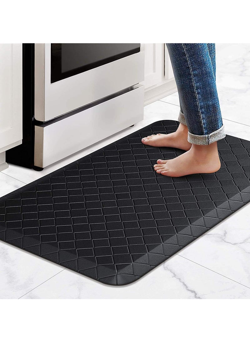 YIM-VIBEHAUS Kitchen Floor Mat Cushioned Anti-Fatigue Kitchen Rug, Thick Waterproof Non-Slip Kitchen Mats and Rugs Heavy Duty Ergonomic Comfort Rug for Kitchen, Floor, Office, Sink, Laundry (Black 44*71cm)  - Image 1