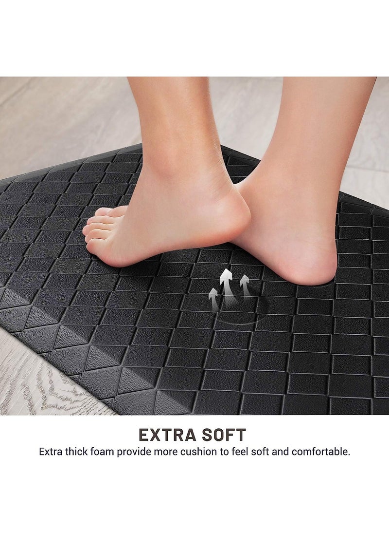 YIM-VIBEHAUS Kitchen Floor Mat Cushioned Anti-Fatigue Kitchen Rug, Thick Waterproof Non-Slip Kitchen Mats and Rugs Heavy Duty Ergonomic Comfort Rug for Kitchen, Floor, Office, Sink, Laundry (Black 44*71cm)  - Image 2