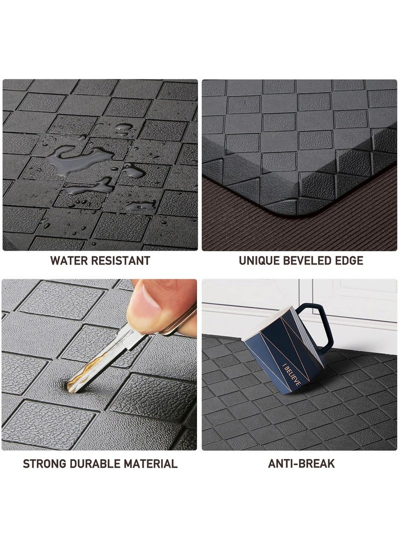 YIM-VIBEHAUS Kitchen Floor Mat Cushioned Anti-Fatigue Kitchen Rug, Thick Waterproof Non-Slip Kitchen Mats and Rugs Heavy Duty Ergonomic Comfort Rug for Kitchen, Floor, Office, Sink, Laundry (Black 44*71cm)  - Image 4