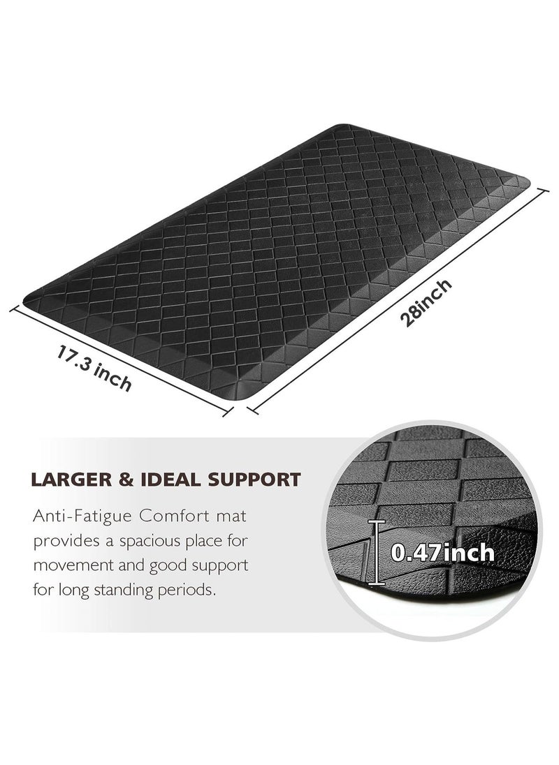 YIM-VIBEHAUS - Kitchen Floor Mat Cushioned Anti-Fatigue Kitchen Rug, Thick Waterproof Non-Slip Kitchen Mats and Rugs Heavy Duty Ergonomic Comfort Rug for Kitchen, Floor, Office, Sink, Laundry (Black 44*71cm) - Image 1