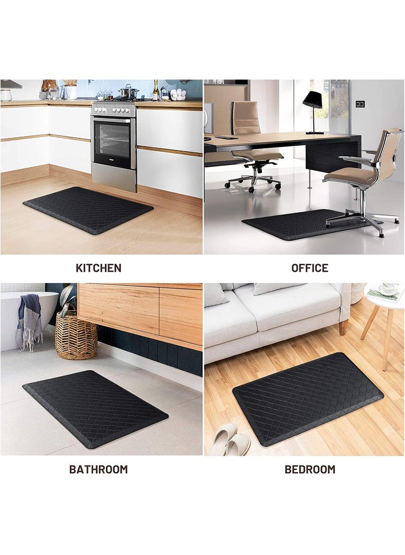 YIM-VIBEHAUS - Kitchen Floor Mat Cushioned Anti-Fatigue Kitchen Rug, Thick Waterproof Non-Slip Kitchen Mats and Rugs Heavy Duty Ergonomic Comfort Rug for Kitchen, Floor, Office, Sink, Laundry (Black 44*71cm) - Image 1