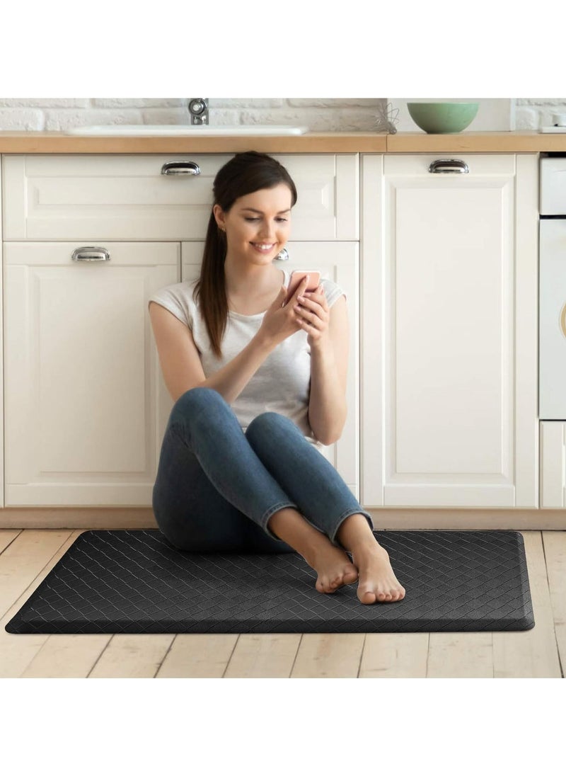 YIM-VIBEHAUS - Kitchen Floor Mat Cushioned Anti-Fatigue Kitchen Rug, Thick Waterproof Non-Slip Kitchen Mats and Rugs Heavy Duty Ergonomic Comfort Rug for Kitchen, Floor, Office, Sink, Laundry (Black 44*71cm) - Image 1