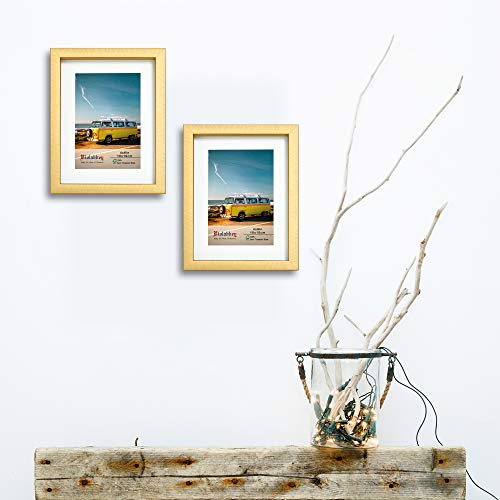VIOLABBEY 4x6 Picture Frame Gold Set of 2, Photo Frame 4x6 with Mat or 6x8 without Mat, Wall Mount or Table Top, Semi Tempered Glass - Image 5