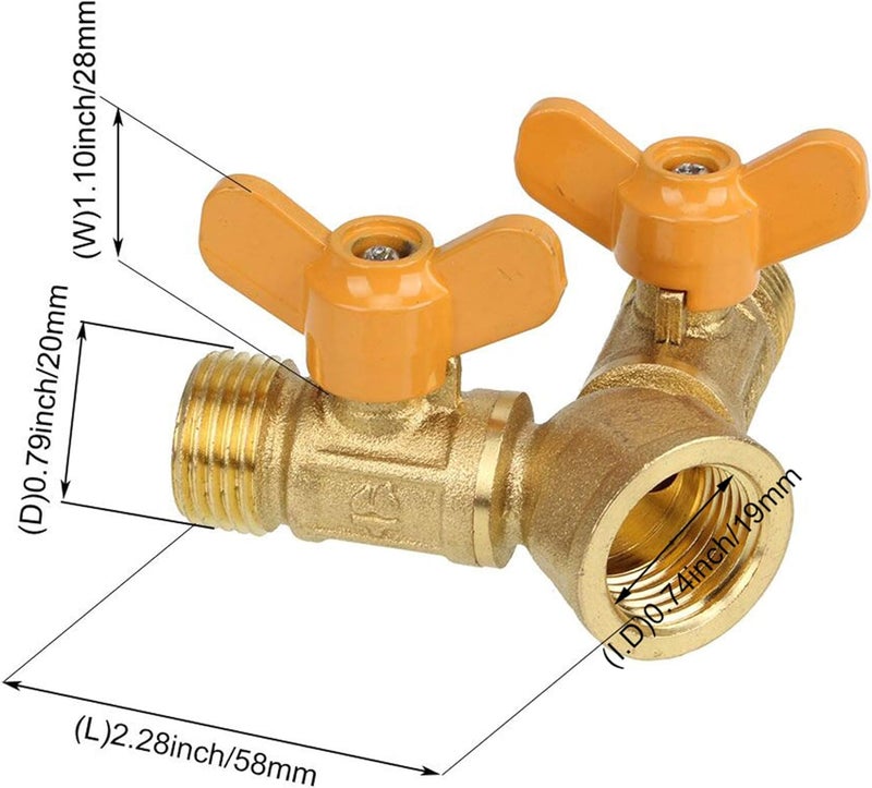 Doublelife SHANOER Solid Brass Y Ball Valve with Comfort Grip for Oil and Gas Hoses Connector Splitter Adapter - Image 5