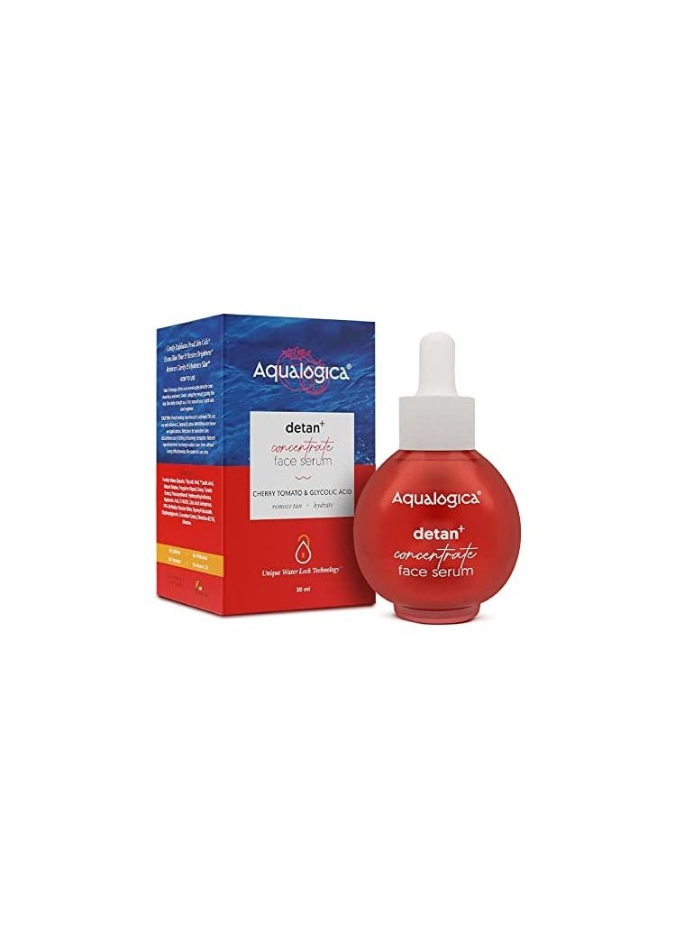 Aquafina - Aqualogica Detan+ Concentrate Face Serum with Cherry Tomato & Glycolic Acid for Hydrated & De-tanned Skin - 30ml - Image 1