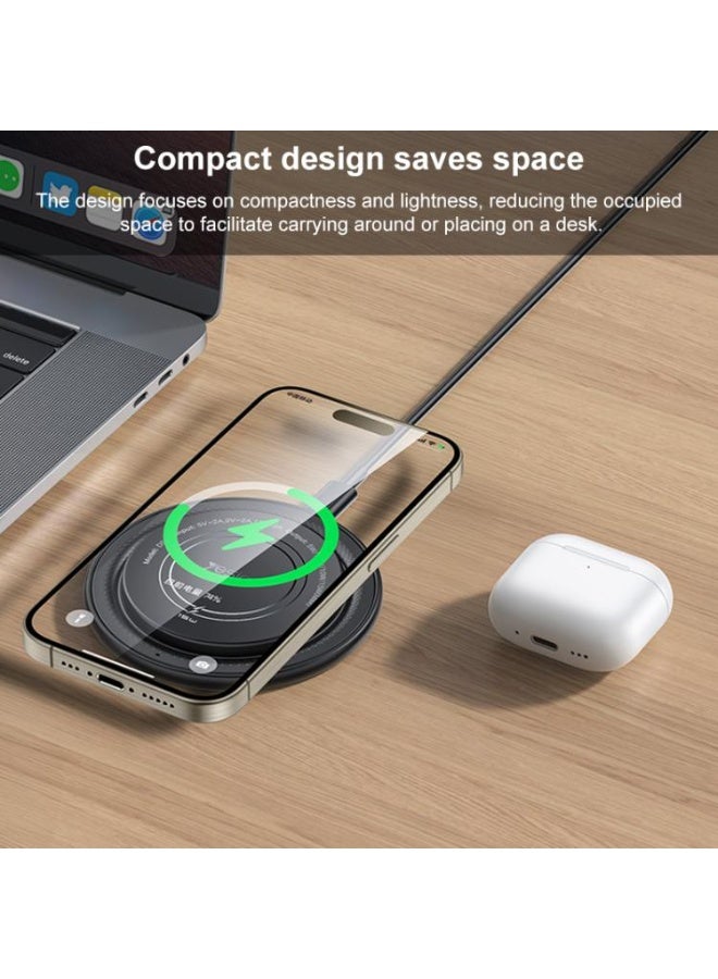 Yesido DS39 15W Magnetic Fast Wireless Charger Pad MagSafe Compatible Plastic Black - 1 Piece - Image 5