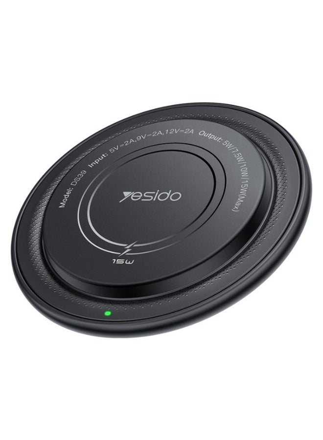 Yesido DS39 15W Magnetic Fast Wireless Charger Pad MagSafe Compatible Plastic Black - 1 Piece - Image 1