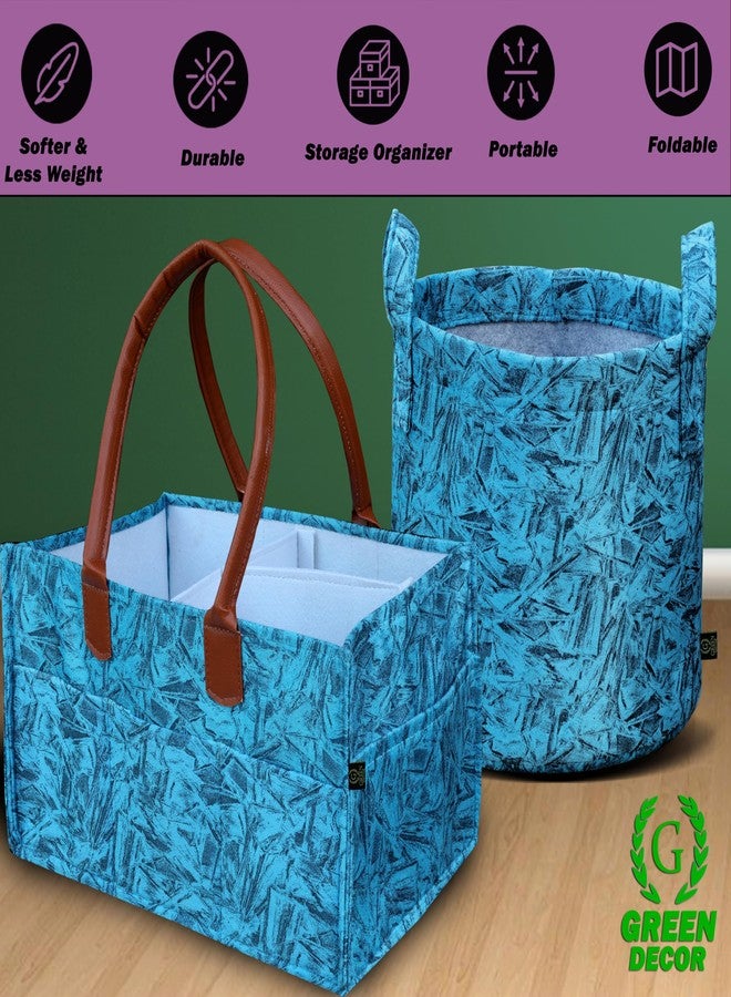GREEN DECOR - Non Woven Fabric 2 IN 1 Designer Diaper Caddy & Toy Bin With Top Handles Combo for Smart Mothers Newborn Baby Products Unbreakable Toy Bins Foldable & Portable (Splash Print, Ocean) - Image 3
