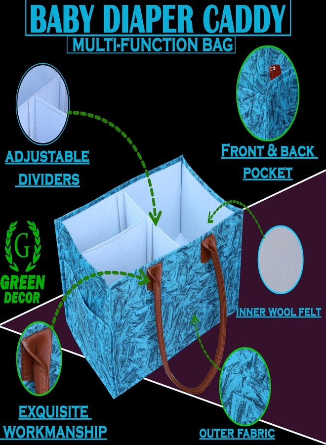 GREEN DECOR - Non Woven Fabric 2 IN 1 Designer Diaper Caddy & Toy Bin With Top Handles Combo for Smart Mothers Newborn Baby Products Unbreakable Toy Bins Foldable & Portable (Splash Print, Ocean) - Image 5