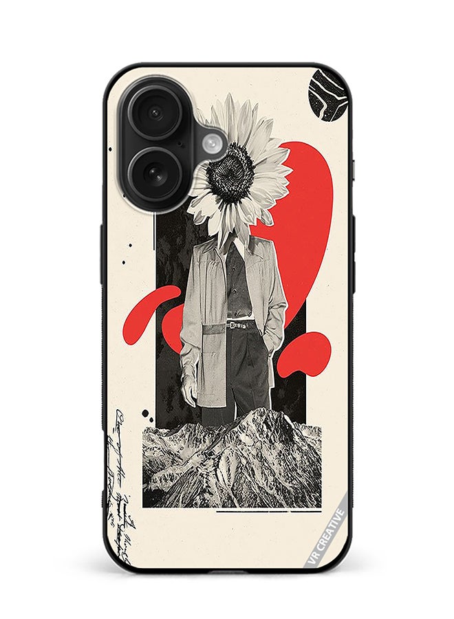 Protective Case Cover For Apple iPhone 16 Plus Flower Face Of A Man Design Multicolour