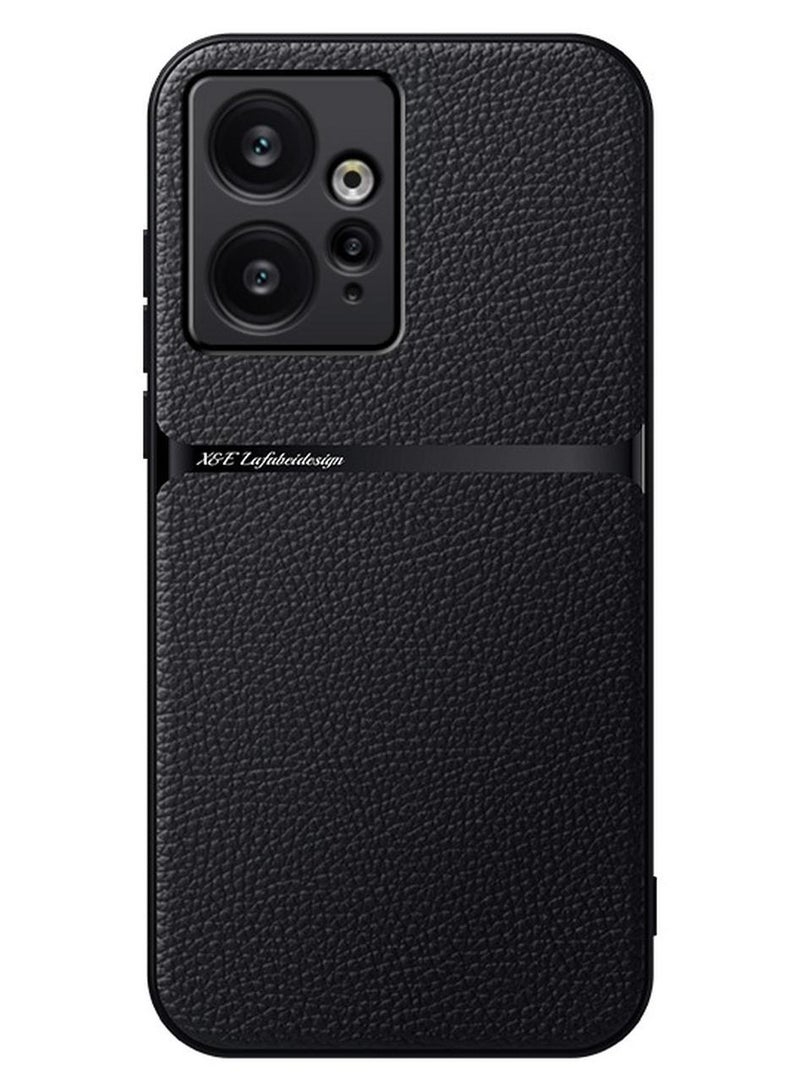 جراب سيليكون من الجلد الصناعي مقاوم للصدمات متوافق مع Redmi Note 12 4G (اسود) - Image 1