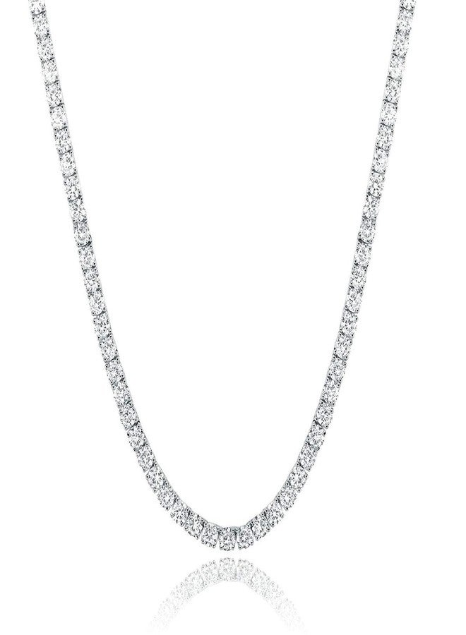 MDFUN Tennis Necklace 18K White Gold Plated | 4.0mm Round Cubic Zirconia Cut Faux Diamond Tennis Chain for Women and Men, 17 inch, Brass, Cubic Zirconia - Image 1