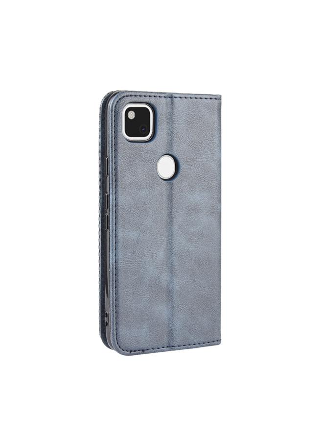 اس-توب جراب لهاتف Google Pixel 4a 4G بمشبك مغناطيسي بتصميم حصان مجنون بتصميم كلاسيكي، جراب جلدي أفقي قلاب مع حامل وفتحات للبطاقات وإطار للصور - Image 3