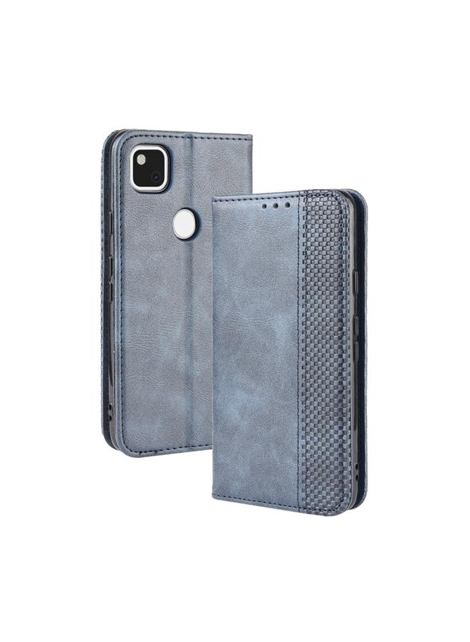 اس-توب جراب لهاتف Google Pixel 4a 4G بمشبك مغناطيسي بتصميم حصان مجنون بتصميم كلاسيكي، جراب جلدي أفقي قلاب مع حامل وفتحات للبطاقات وإطار للصور - Image 1