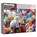 PPuzzling Flower Cat Puzzles for Adults 1000 Pieces Colorful Floral Plant Jigsaw Puzzles Challenging Animal Cute Kitten Puzzle as Home Wall Art - Image 2