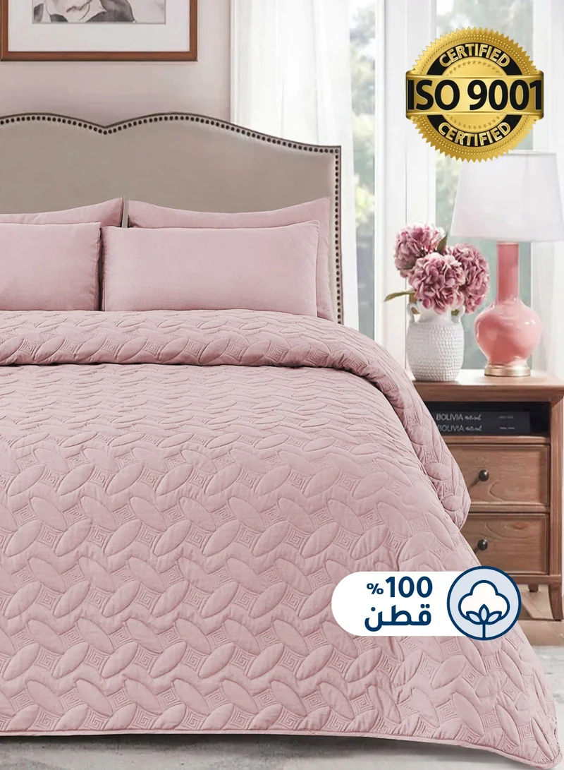 سيد المنسوجات المنزلية مفرش مضغوط مزدوج من قطن، يناسب سرير بحجم 200 × 200 سم، 4 قطع، سلسلة إلميرا