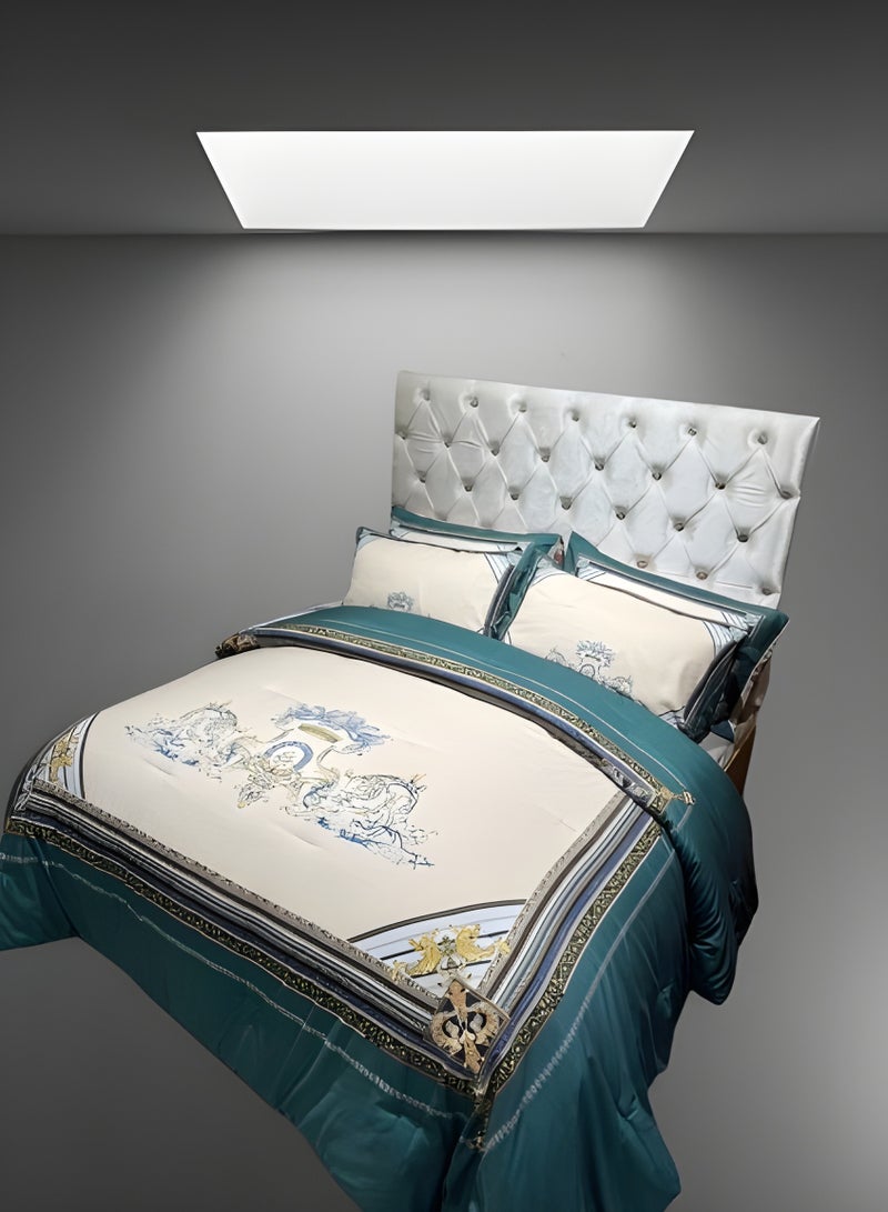 HOMETOPIA Luxury 6-Piece Bedding Set King Size – Ultra-Soft Microfiber Comforter 230x260cm, Deep Pocket Fitted Sheet 200x200+30cm, 4 Pillow Covers – Classic Royal Pattern – Wrinkle-Free, Breathable, Machine Washable, Hotel Quality Bed Set – Double Bed Mattress Fit – Premium Bedroom Essentials KSA  - Image 1