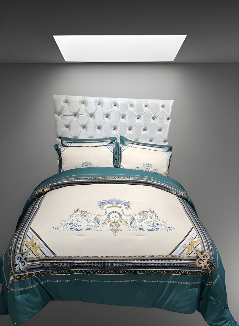 HOMETOPIA Luxury 6-Piece Bedding Set King Size – Ultra-Soft Microfiber Comforter 230x260cm, Deep Pocket Fitted Sheet 200x200+30cm, 4 Pillow Covers – Classic Royal Pattern – Wrinkle-Free, Breathable, Machine Washable, Hotel Quality Bed Set – Double Bed Mattress Fit – Premium Bedroom Essentials KSA  - Image 2