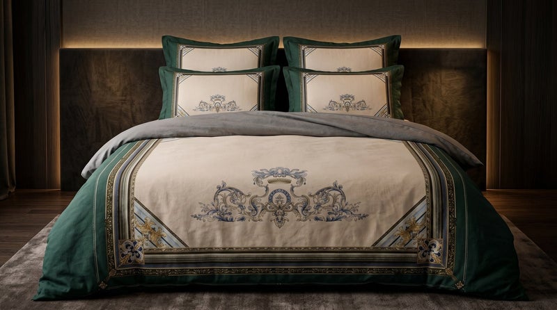 HOMETOPIA King Size 6 Piece Bedding Set Designer Hand Drawn Print Comforter Set Cooling Breathable Soft Stretch Fabric Luxury Duvet Set for AC Room - Image 1
