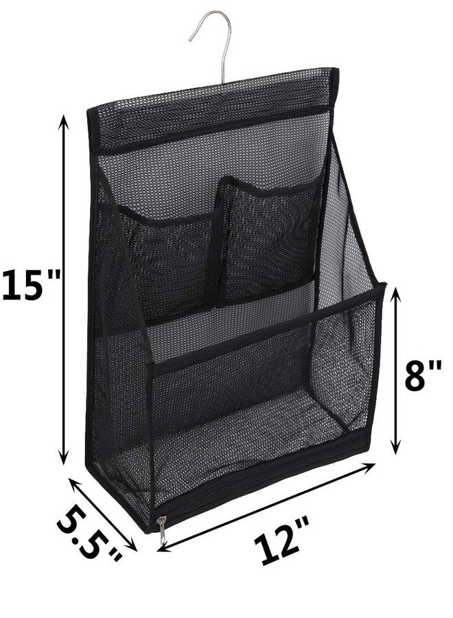 ALYER Hanging Mesh Bath Toy Organizer Bag,Large Shower Storage Caddy with Durable Hanger (Black) - Image 2