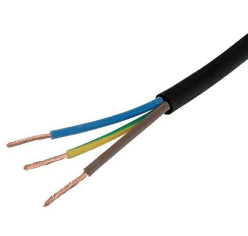 Power Cord Wire 2Core and 3Core Assorted Sizes, Extension Wire, Pure Copper (1.5mm x 3C (10Mtr), Black)