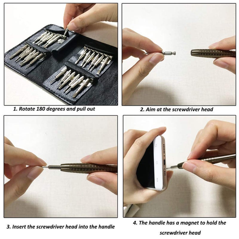 Axtella Wroughton 25 in 1 Precision Screwdriver Set Repair Tool Kit for MobilesLaptopsElectronics With 1 Stainless Steel Non Magnetic Tweezers Straight and 2 ESD Non Magnetic Tweezers Curved Flat  - Image 3