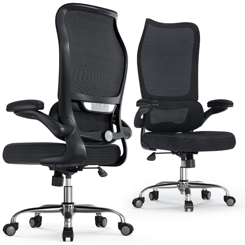 Ergonomic Office Chair - Desk Chair with Wave High Back Adjustable Lumbar Support Computer Chair - Gaming Chairs Mesh Backrest and PU Leather Seat for Home Reading Chairs to Adults