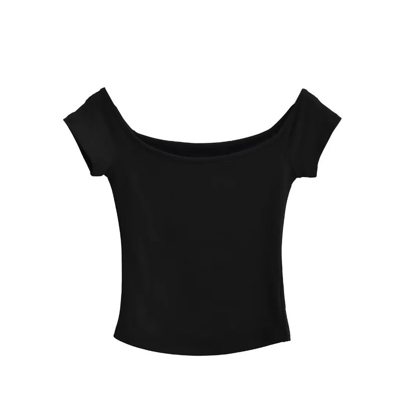 Pure Spice Girl Collarbone Short-Sleeved T-Shirt Sweet Cyber Celebrant Figure Slim-Fit Jacket With Collar - Image 1