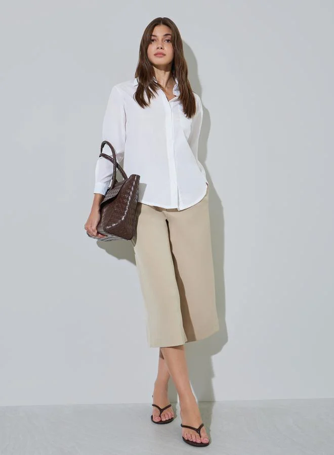 ستايلي White Relaxed Fit Long Sleeves Shirt