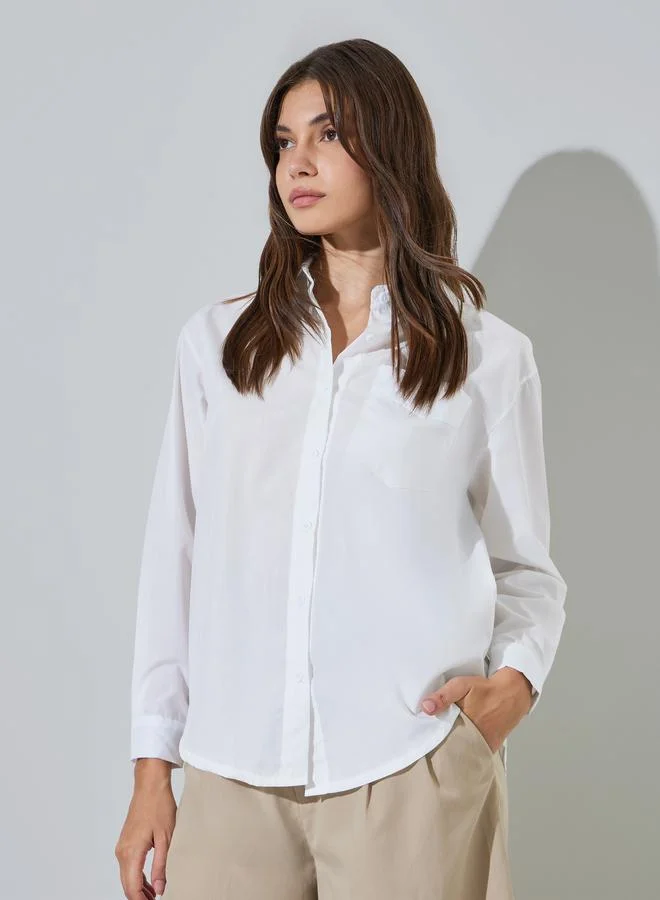ستايلي White Relaxed Fit Long Sleeves Shirt