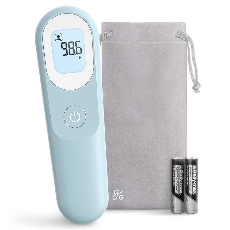 Greater Goods NoTouch Infrared Digital Thermometer for Adults Kids and Babies Forehead Thermometer with Ergonomic Grip Fever Alarm HSA FSA Eligible Powder Blue - Image 1